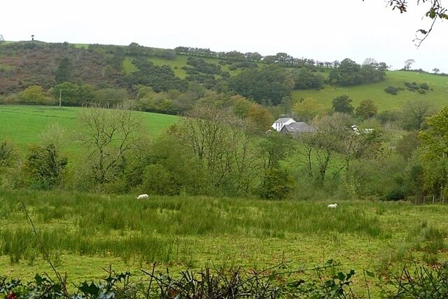 Towards Rheol Rheol is the name of the white farm building in Cwm Dulas with the contours rising steeply beyond.