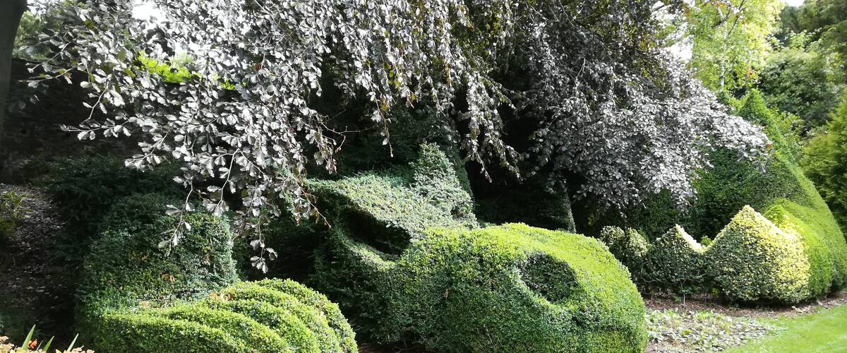 Dalemain garden, Velká Británie, drak v zahradě