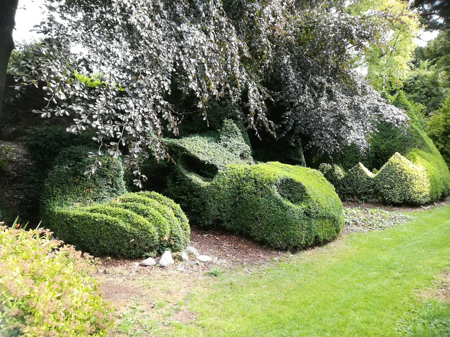 Dalemain garden, Velká Británie, drak v zahradě