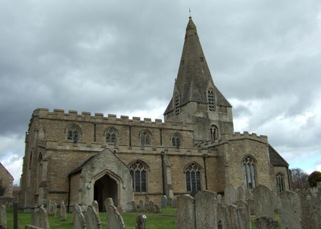 King's Cliffe church The church of All Saints and St James seen from the churchyard to the south.