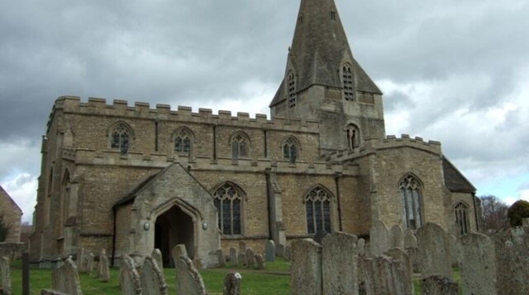 King's Cliffe church The church of All Saints and St James seen from the churchyard to the south.