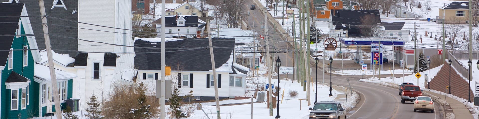 Prince Edward Island featuring a small town or village and snow