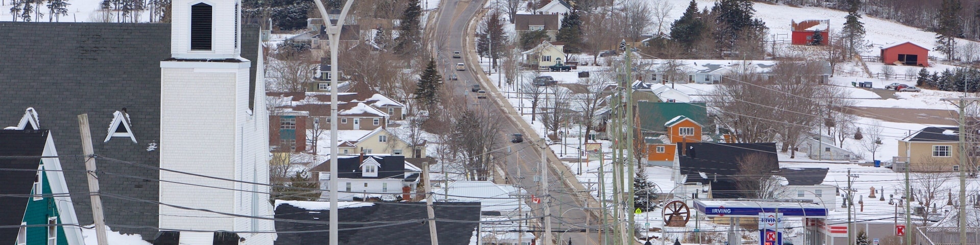 Prince Edward Island featuring a small town or village and snow