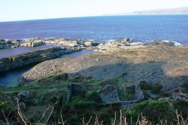 Abandoned slate workings Birds eye view of abandoned slate workings and quarry on the west side of Easdale.