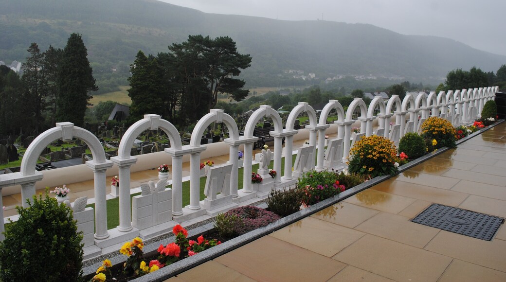 #Details! .The Aberfan disaster was the catastrophic collapse of a colliery spoil tip in the Welsh village of Aberfan, near Merthyr Tydfil, that killed 116 children and 28 adults on 21 October 1966. The collapse was caused by the build-up of water in the accumulated rock and shale tip, which suddenly slid downhill in the form of slurry.
In the cemetery side by side stands and overwhelming array of arches - each one a grave to those who passed that fateful day.
It is beautiful and peaceful - almost heavenly - worthy of a visit....I felt initially uncomfortable to take photos but the beauty of it overwhelmed me and will live with me forever.
#Photo Details Sweepstake