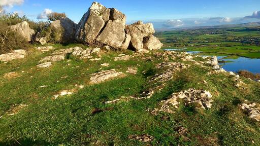 Limestone outcrop on Warton Crag on a sunny evening after two days of stormy weather.
