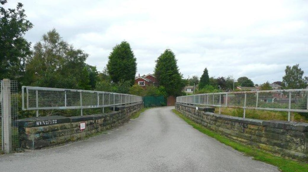 Railway bridge off Southfield Lane, Horbury This is on the access road to a sports centre, and is also a public footpath. It is bridge no. MVN2/222.