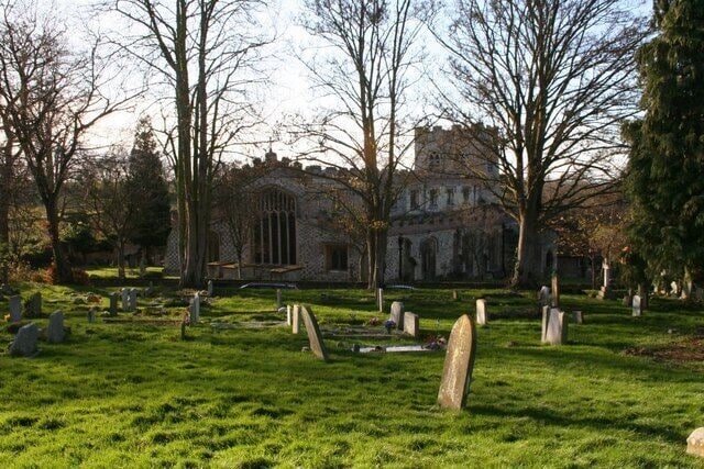 St Mary's through the trees View of St Mary the Virgin Ewelme from over in the graveyard