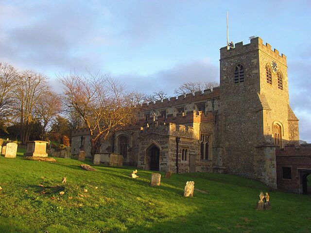 St Mary's, Ewelme The tower dates from the early 14th century. A man may be seen at the top of it. The rest of the church was rebuilt in circa 1432 at the expense of the Earl and Countess of Suffolk. The countess was daughter of the lord of the manor.