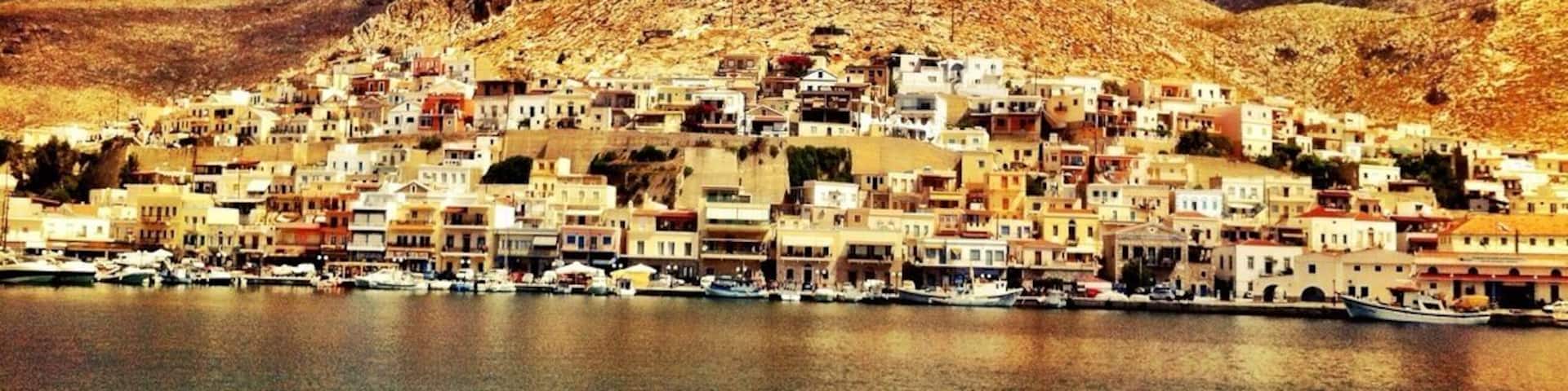 Greece ; kalimnos island town view from sea