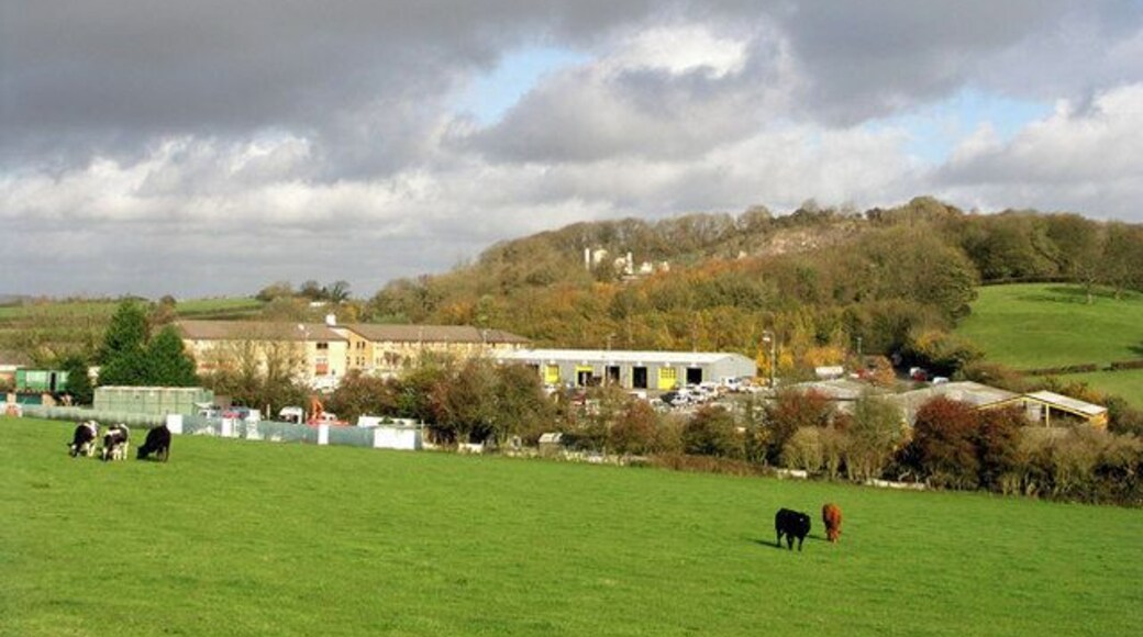 The Alps, Wenvoe In the foreground stands the Vale of Glamorgan Council's highways department and behind is The Alps Quarry with tarmac and concrete batching plants.