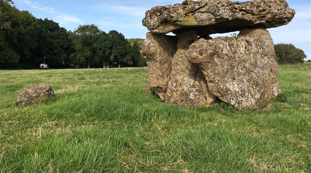 Dating from around 4000 BC, St Lythans has three supporting stones capped with a large, flat stone. Creating a chamber close to 6 feet high. It was originally covered with a mound, but that is long gone. One of the legend for St Lythans is each Midsummer's Eve, the capstone spins around 3 times and all the stones go to the nearby river to bathe. This I have to see!