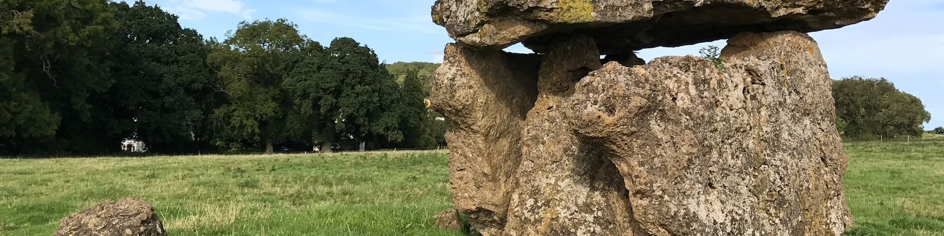 Dating from around 4000 BC, St Lythans has three supporting stones capped with a large, flat stone. Creating a chamber close to 6 feet high. It was originally covered with a mound, but that is long gone.  One of the legend for St Lythans is each Midsummer's Eve, the capstone spins around 3 times and all the stones go to the nearby river to bathe. This I have to see!