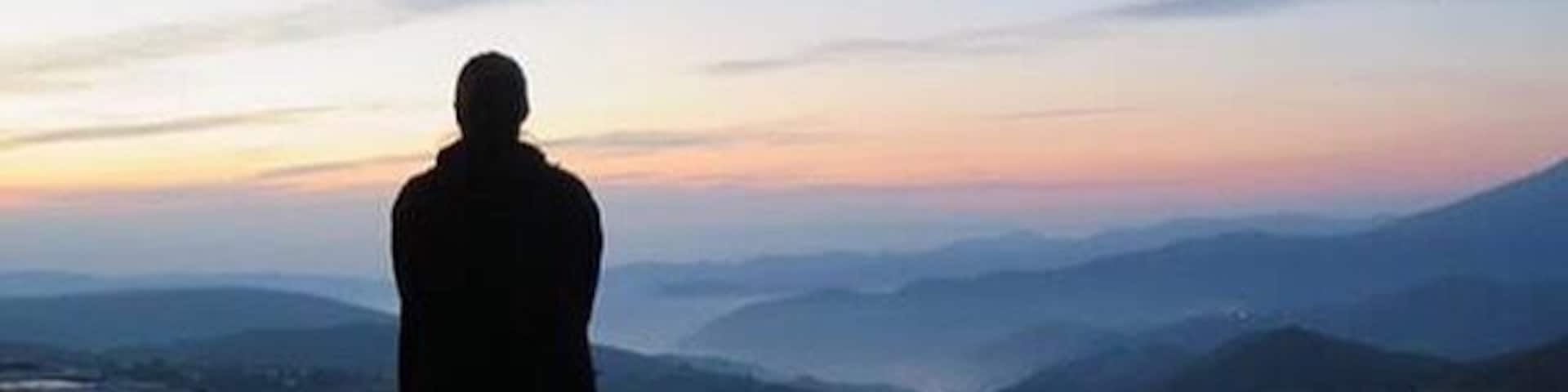 At the top of the mountain at sunrise! #caminodesantiago #whataview #sunrise