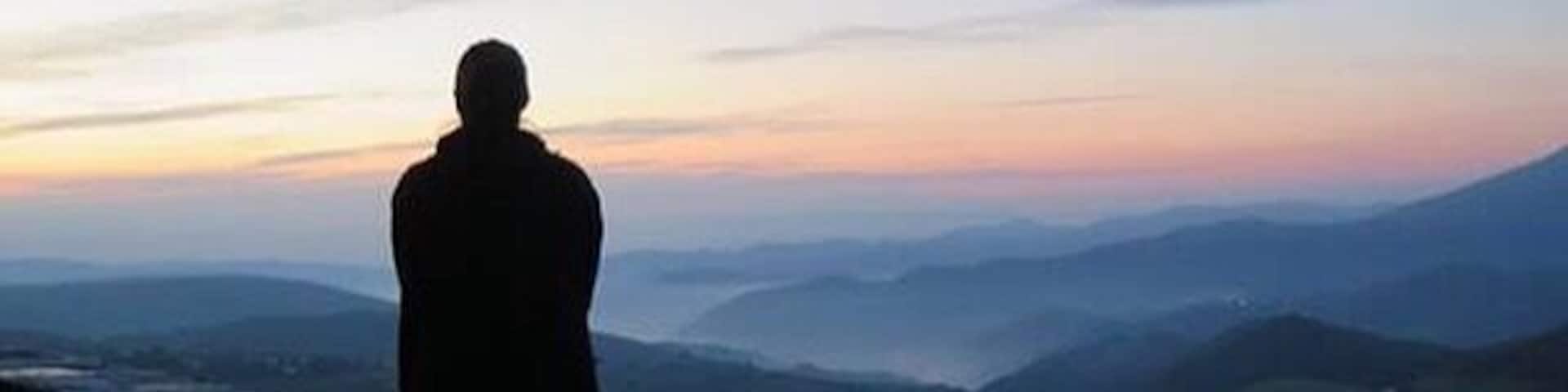 At the top of the mountain at sunrise! #caminodesantiago #whataview #sunrise