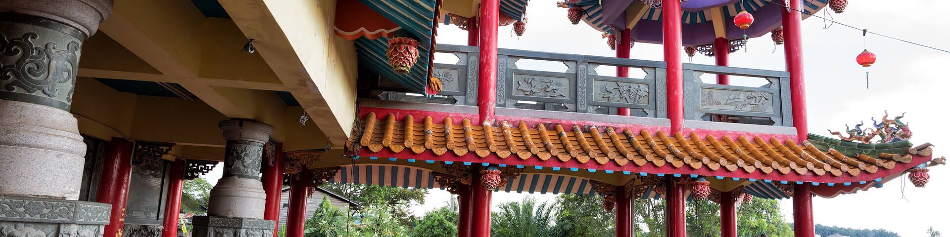 A grand scenic traditional colourful chinese Black Dragon Cave temple in Yong Peng Johor, Malaysia