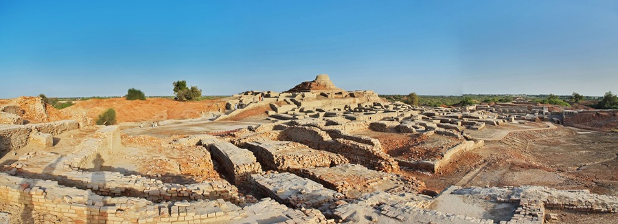 Mohenjo daro ruins close Indus river in Larkana district, Sindh, Pakistan