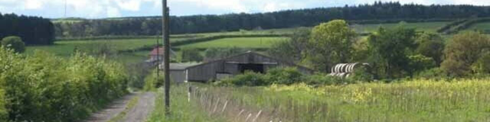Laverick Hall Farm Off Norburn Lane leading up to Charlaw Hill.