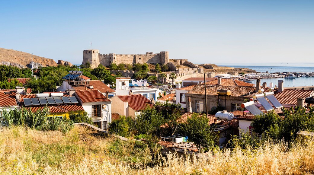 Panoramic view of Bozcaada Island and Tenedos medieval castle