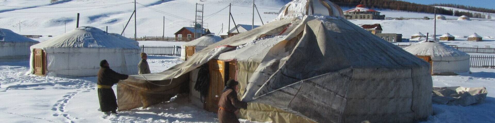 It was time to take down the gers for winter. It was fascinating to see how quickly the layers and the structure could be removed from the ger. We were on our Autumn break and had a deep fall of snow overnight.
