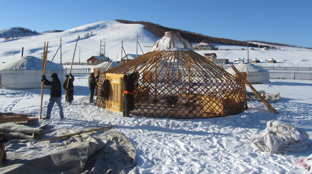 Just the frame of this ger is left to dismantle. It took about 30 minutes to take down.