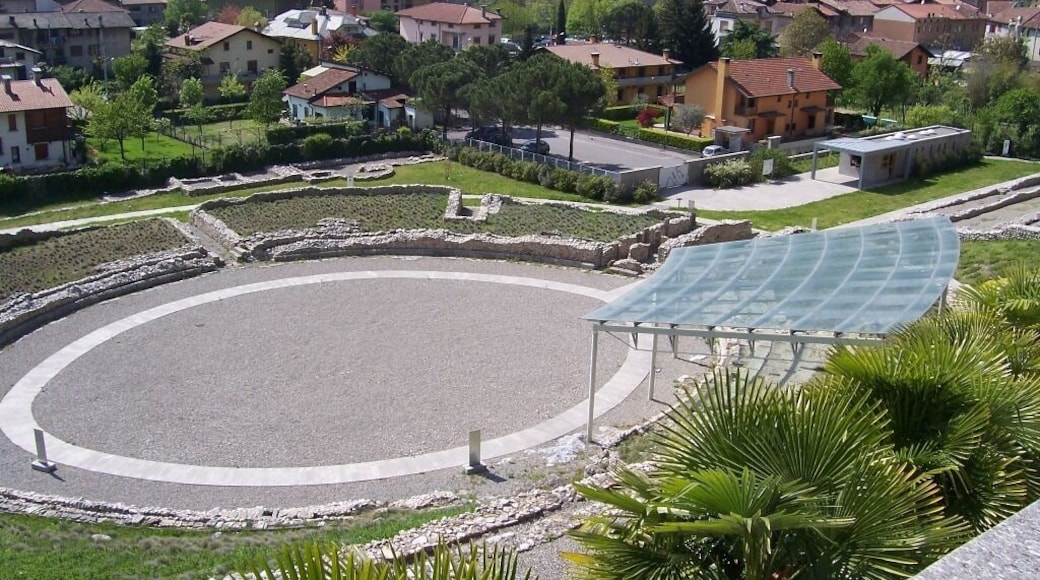Panorama of the roman amphiteatre. Cividate Camuno, Italy