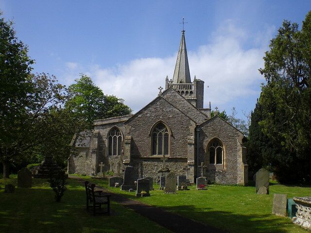 Kingston Seymour church with its leaning tower, near to Kingston Seymour, North Somerset, Great Britain.