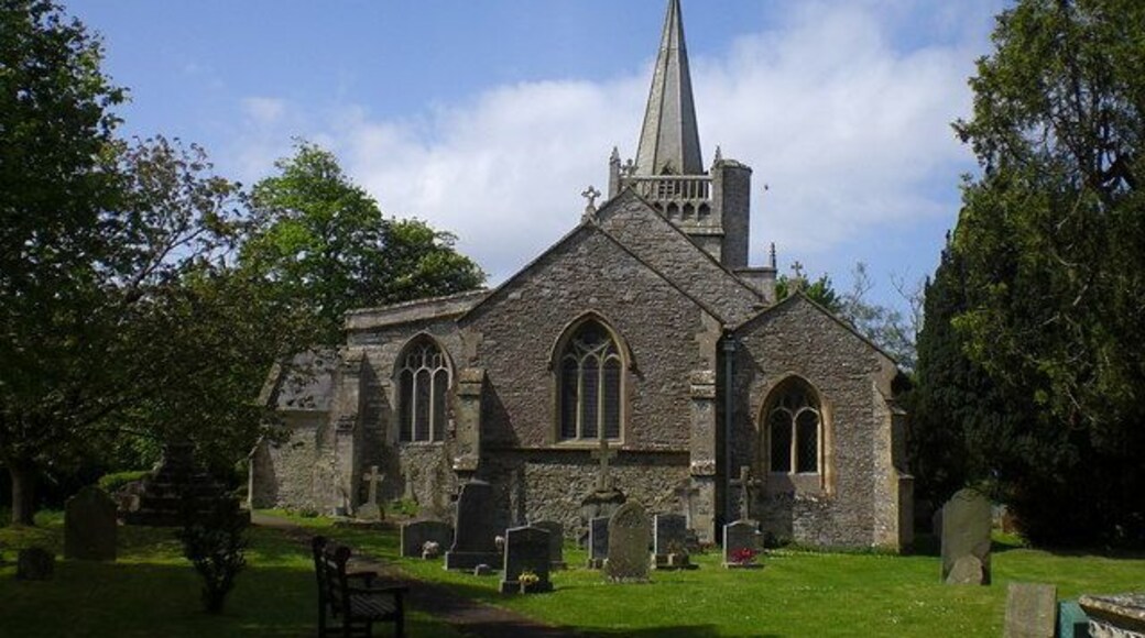 Kingston Seymour church with its leaning tower, near to Kingston Seymour, North Somerset, Great Britain.
