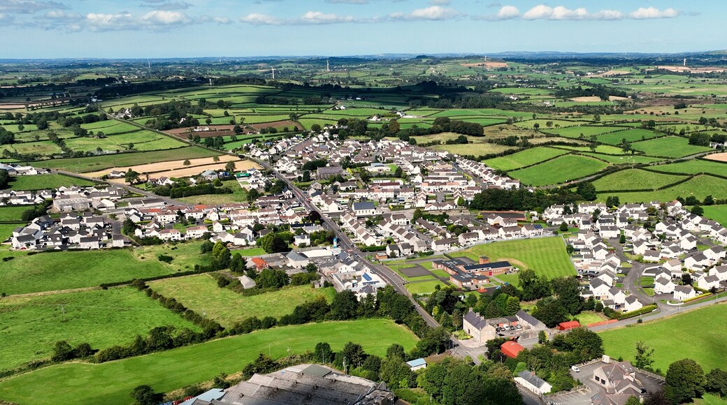 Aerial view of Cloughmills Village Ballymena County Antrim Northern Ireland