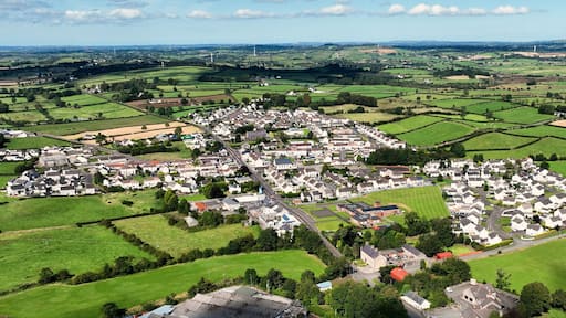 Aerial view of Cloughmills Village Ballymena County Antrim Northern Ireland