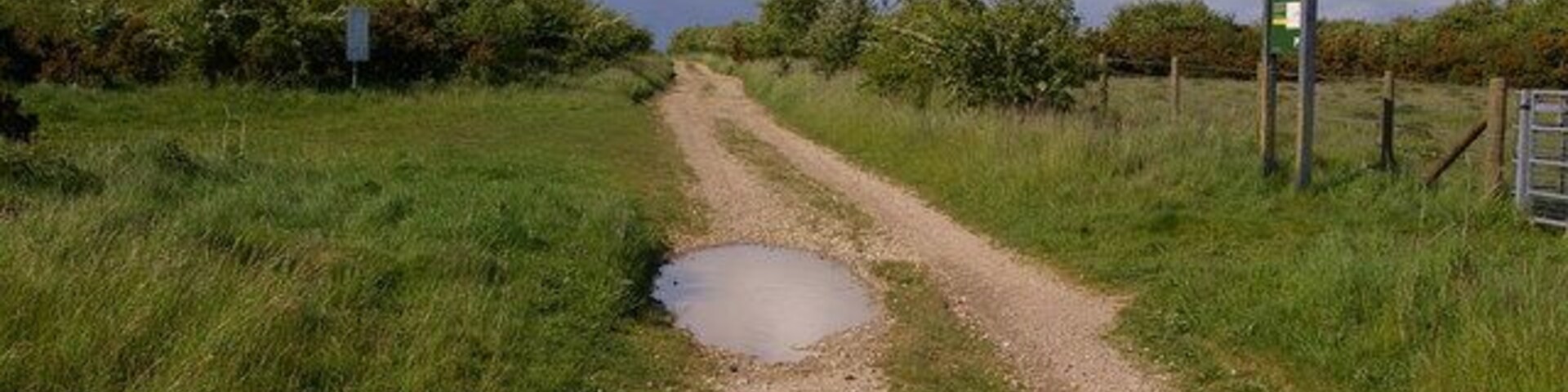 Public ownership. Two contrasting areas of public ownership, as indicated by the signs on either side of the track. On the left is MOD land, on the right is Parsonage Down NNR, owned by Natural England (see 1314253).