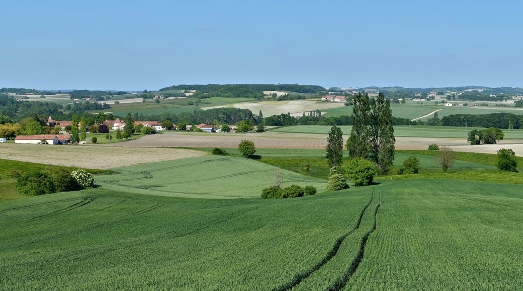 Panoramic view looking E-NE, from Puygironde, on road n° D 140, Nabinaud, Charente, France.