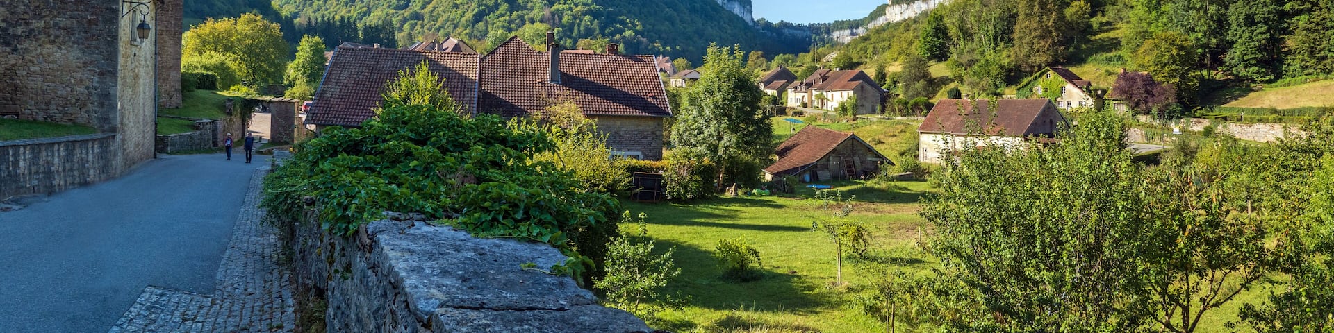 The village of Baume-les-Messieurs in the Seille valley, French Jura