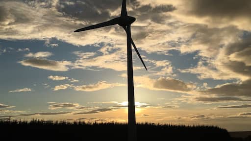 Sunset at Boyndie wind Farm