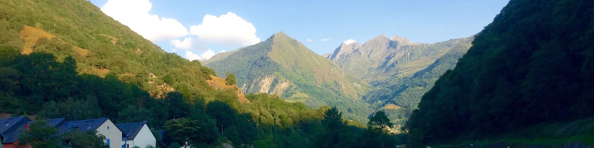 Early evening sun on mountain tops.