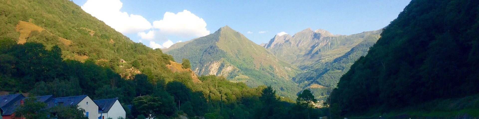 Early evening sun on mountain tops.