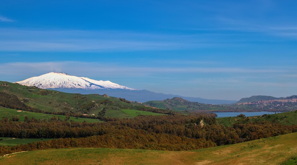 view on hinterland with Pozzillo Lake and volcano Etna
