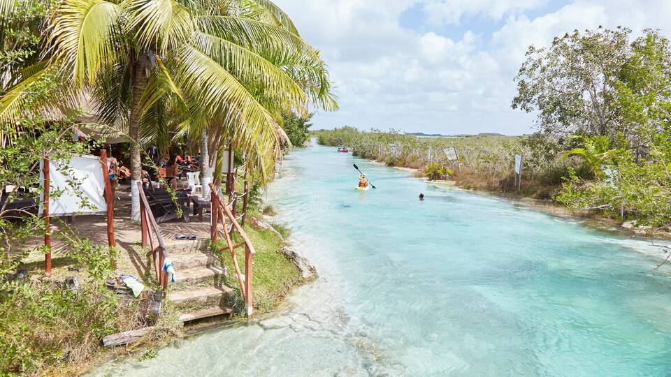 Bacalar's Rapids, known for its very strong current and home to microorganisms called stromatolites