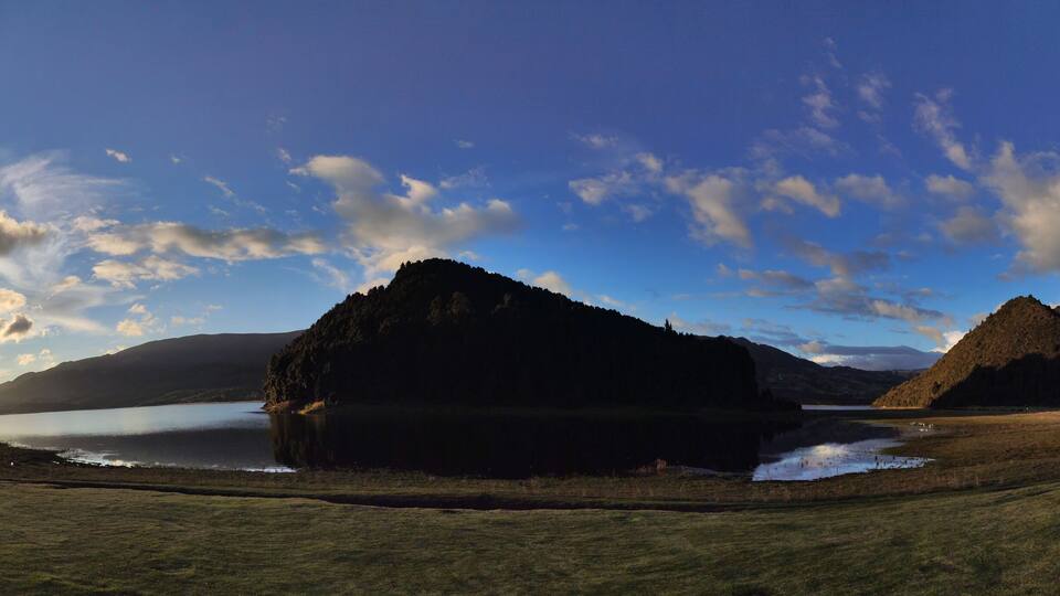 Beautiful landscape in Cundinamarca lake at sunset, Colombia