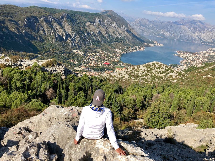 Enjoying the Kotor Bay view from the higher ground