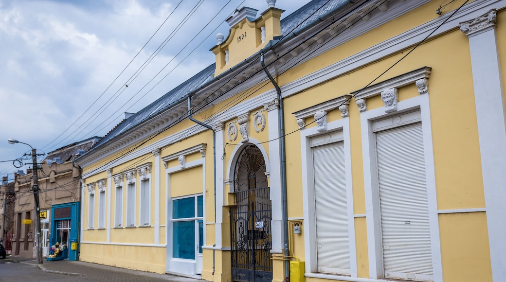 Building in historic part of Carei city in Satu Mare region, Romania