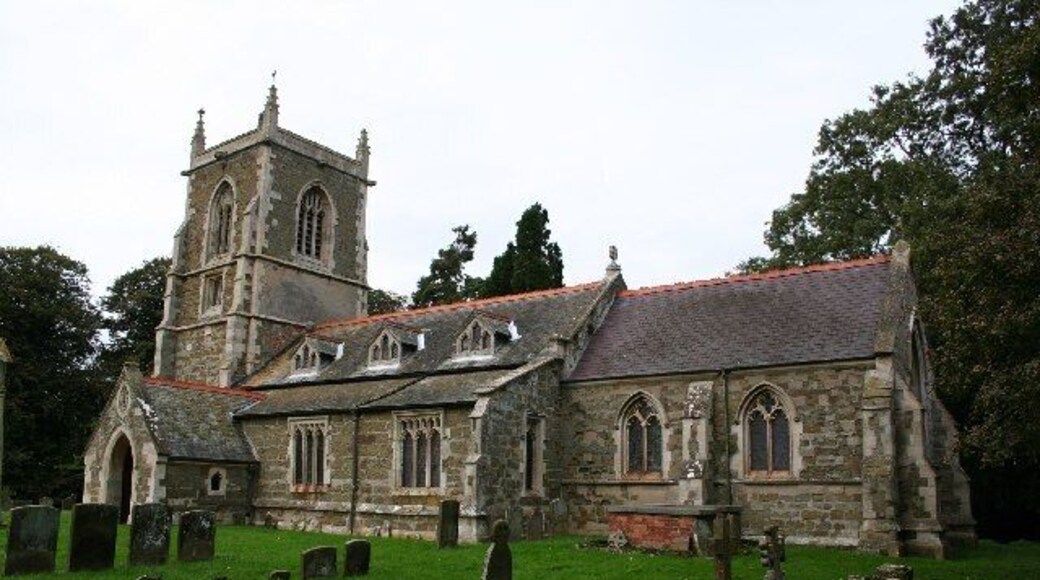 St.Michael's church, Mavis Enderby, Lincs. Victorian 'restorations' of 1870, 1875 & 1894 give St.Michael's a curious appearance .... note the strange dormer windows in the nave ! Perpendicular inside and a Norman pillar piscina in the south porch.