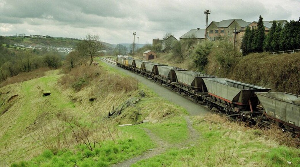 A train of empties arrives at Deep Nasvigation hauled by the imbicuous class 37.