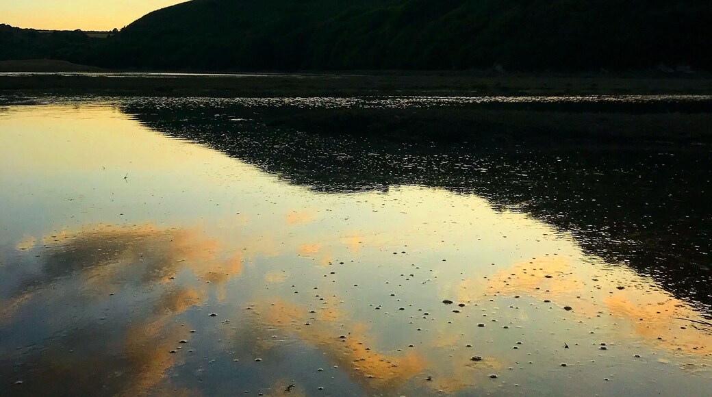 Sunset reflection near Three Cliffs Bay