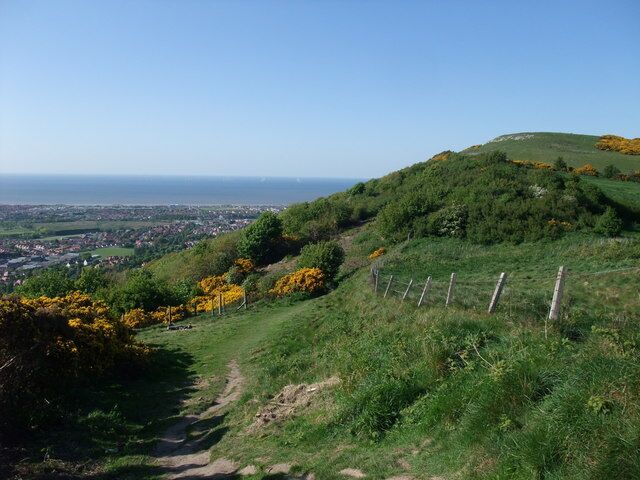 Prestatyn Hillside Nature Reserve Offa's Dyke Path running along the limestone hillside above Prestatyn - the northern tip of the Clwydian Range