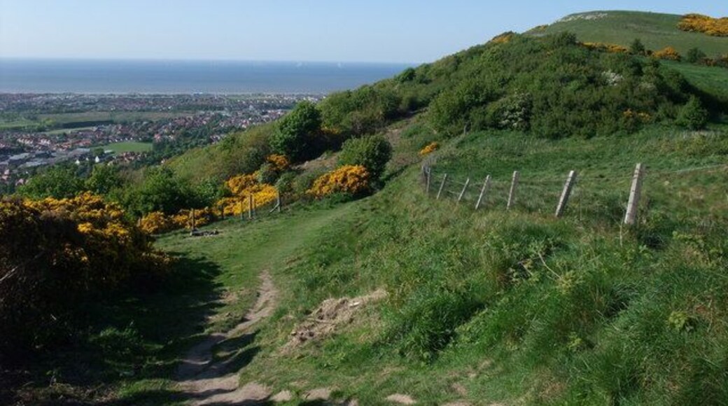 Prestatyn Hillside Nature Reserve Offa's Dyke Path running along the limestone hillside above Prestatyn - the northern tip of the Clwydian Range