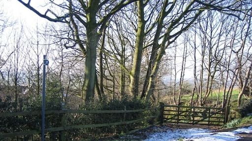 Footpath and Gate Entrance The footpath indicated runs alongside a drive to a private house, which may have been part of the original Manley Quarry buildings seen on the 1881 O.S. map.