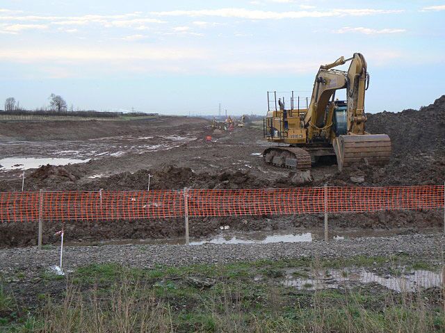 A46 improvements. Looking towards Newark from Lodge Lane, Elston. There will be a junction at this point, but work has not yet started on the overbridge.
