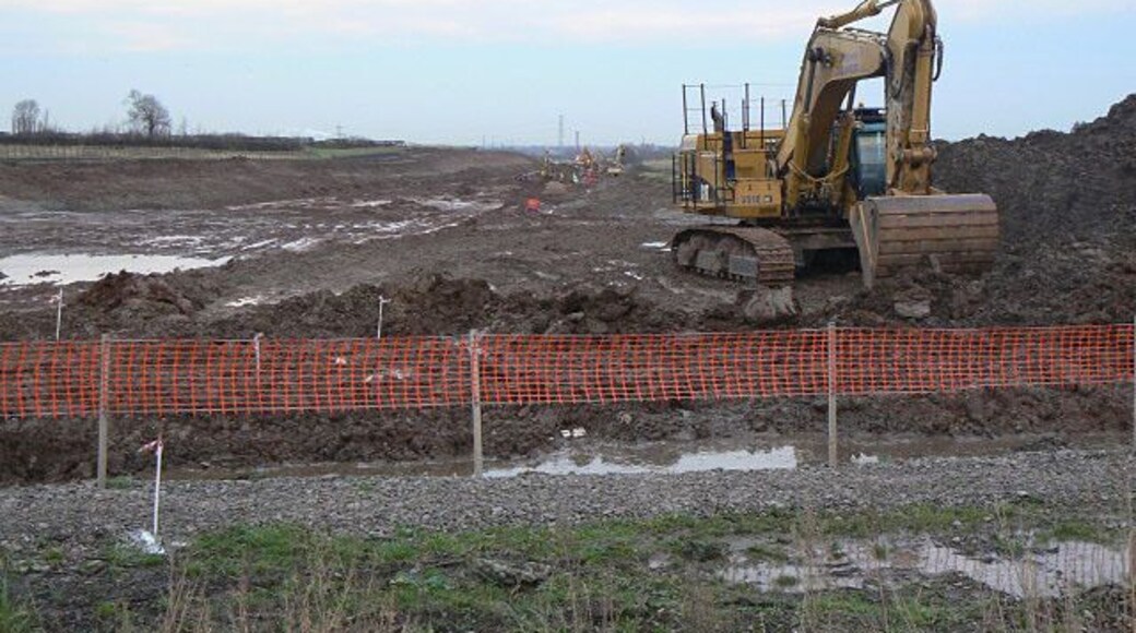 A46 improvements. Looking towards Newark from Lodge Lane, Elston. There will be a junction at this point, but work has not yet started on the overbridge.