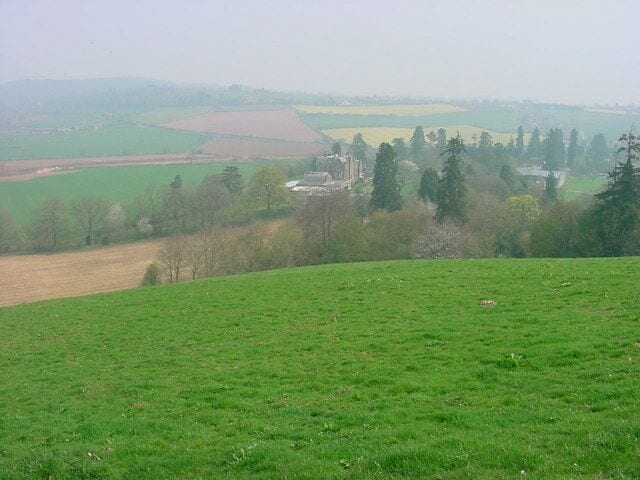 Wormelow Tump - Bryngwyn Manor View looking east from the north shoulder of Bryngwn Hill